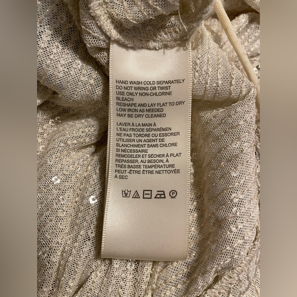 NWOT Free People Silver Sequin Flowy Tie Back Crop Top Size XS - Picture 8 of 9